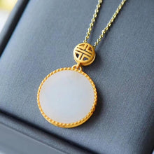 Load image into Gallery viewer, Natural Fine White Jade Round Pendant Necklace Vintage Classical Unique Craft Luxury Women&#39;s Jewelry
