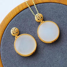 Load image into Gallery viewer, Natural Fine White Jade Round Pendant Necklace Vintage Classical Unique Craft Luxury Women&#39;s Jewelry
