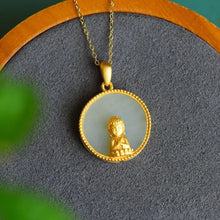 Load image into Gallery viewer, Lokaloca Natural Fine White Jade Budhha Pendant Necklace
