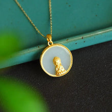 Load image into Gallery viewer, Lokaloca Natural Fine White Jade Budhha Pendant Necklace
