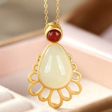 Load image into Gallery viewer, Natural Fine White Jade Water Drop Shaped Pendant Necklace Vintage Style Unique Women&#39;s Silver Jewelry
