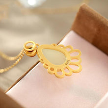 Load image into Gallery viewer, Natural Fine White Jade Water Drop Shaped Pendant Necklace Vintage Style Unique Women&#39;s Silver Jewelry
