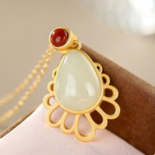 Load image into Gallery viewer, Natural Fine White Jade Water Drop Shaped Pendant Necklace Vintage Style Unique Women&#39;s Silver Jewelry
