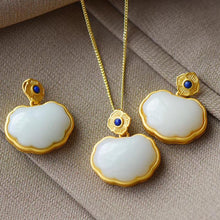 Load image into Gallery viewer, Natural Fine White Jade  Pendant Necklace Vintage Style Retro Luxury Winter Women&#39;s Jewelry
