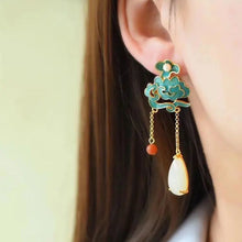 Load image into Gallery viewer, Natural Fine White Jade Drop Shaped Tassel Earrings Vintage Style Creative Elegant Luxury Women Silver Jewelry
