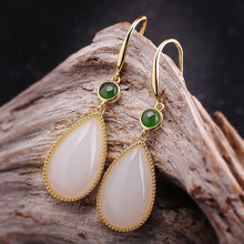 Load image into Gallery viewer, Lokaloca Natural Fine White Jade Drop Shaped Earrings
