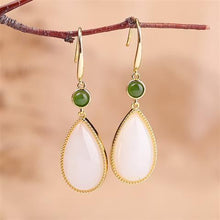 Load image into Gallery viewer, Lokaloca Natural Fine White Jade Drop Shaped Earrings
