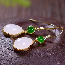 Load image into Gallery viewer, Lokaloca Natural Fine White Jade Drop Shaped Earrings
