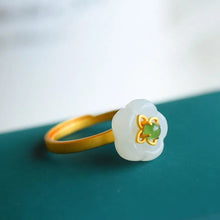 Load image into Gallery viewer, Natural Fine White Jade Flower Adjustable Ring Vintage Retro Exquisite Charm Women&#39;s Brand Silver Jewelry
