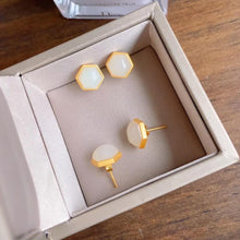 Load image into Gallery viewer, Natural Fine White Jade Geometric Earrings Vintage Style Retro Exquisite Cool Charm Elegant Women&#39;s Brand Jewelry
