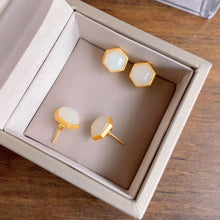 Load image into Gallery viewer, Natural Fine White Jade Geometric Earrings Vintage Style Retro Exquisite Cool Charm Elegant Women&#39;s Brand Jewelry
