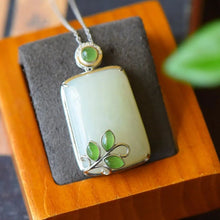 Load image into Gallery viewer, Natural Fine White Jade Geometric Pendant Necklace Vintage Retro Unique Designer Craft Charm Women&#39;s Jewelry
