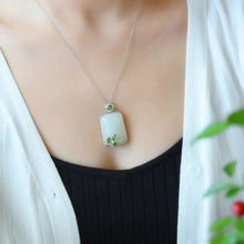 Load image into Gallery viewer, Natural Fine White Jade Geometric Pendant Necklace Vintage Retro Unique Designer Craft Charm Women&#39;s Jewelry
