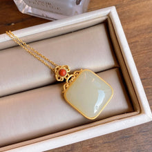 Load image into Gallery viewer, Natural Fine White Jade Square Pendant Necklace Vintage Style Retro Style Elegant Charm Women&#39;s Brand Jewelry
