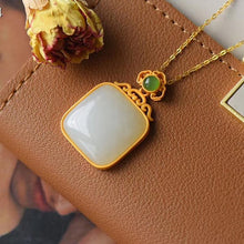 Load image into Gallery viewer, Natural Fine White Jade Square Pendant Necklace Vintage Style Retro Style Elegant Charm Women&#39;s Brand Jewelry
