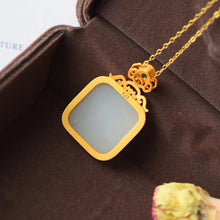 Load image into Gallery viewer, Natural Fine White Jade Square Pendant Necklace Vintage Style Retro Style Elegant Charm Women&#39;s Brand Jewelry
