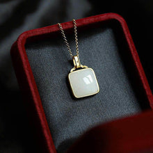 Load image into Gallery viewer, Natural Fine White Jade Square Pendant Necklace Vintage Style Retro Design Elegant Women&#39;s Jewelry
