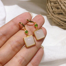 Load image into Gallery viewer, Natural Fine White Jade Geometric Earrings Vintage Classical Unique Craft Elegant Women&#39;s Jewelry
