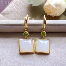 Load image into Gallery viewer, Natural Fine White Jade Geometric Earrings Vintage Classical Unique Craft Elegant Women&#39;s Jewelry
