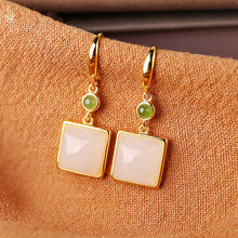 Load image into Gallery viewer, Natural Fine White Jade Geometric Earrings Vintage Classical Unique Craft Elegant Women&#39;s Jewelry
