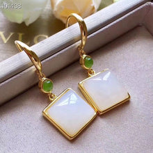 Load image into Gallery viewer, Natural Fine White Jade Geometric Earrings Vintage Classical Unique Craft Elegant Women&#39;s Jewelry
