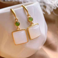 Load image into Gallery viewer, Natural Fine White Jade Geometric Earrings Vintage Classical Unique Craft Elegant Women&#39;s Jewelry
