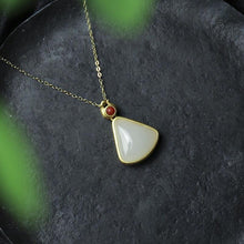 Load image into Gallery viewer, Natural Fine White Jade Geometric Pendant Necklace Vintage Style Retro Unique Craft Elegant Women&#39;s Silver Jewelry
