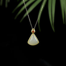 Load image into Gallery viewer, Natural Fine White Jade Geometric Pendant Necklace Vintage Style Retro Unique Craft Elegant Women&#39;s Silver Jewelry
