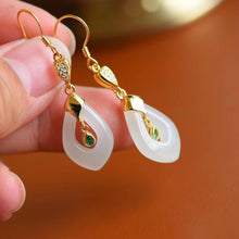 Load image into Gallery viewer, Natural Fine White Jade Earrings Vintage Retro Designer Craftsmanship Charm Women&#39;s Silver Jewelry
