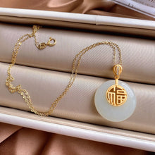 Load image into Gallery viewer, Natural Fine White Jade Round Pendant Necklace Vintage Style Retro Palace Style Creative Women&#39;s Silver Jewelry
