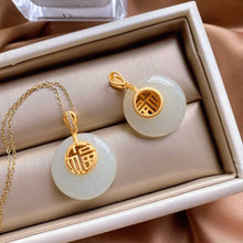 Load image into Gallery viewer, Natural Fine White Jade Round Pendant Necklace Vintage Style Retro Palace Style Creative Women&#39;s Silver Jewelry
