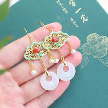 Load image into Gallery viewer, Natural Fine White Jade Tassel Earrings Vintage Retro Unique Craftsmanship Women&#39;s Jewelry
