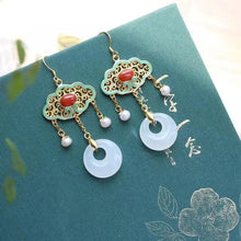 Load image into Gallery viewer, Natural Fine White Jade Tassel Earrings Vintage Retro Unique Craftsmanship Women&#39;s Jewelry
