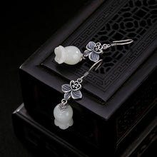 Load image into Gallery viewer, Natural Fine White Jade Lily of The Valley Earrings Vintage Style Retro Elegant Craft Charm Women&#39;s Silver Jewelry
