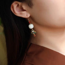 Load image into Gallery viewer, Natural Fine White Jade Earrings Vintage Style Enamel Porcelain Luxury Ethnic Women&#39;s Jewelry
