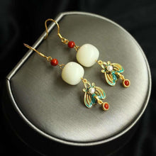 Load image into Gallery viewer, Natural Fine White Jade Earrings Vintage Style Enamel Porcelain Luxury Ethnic Women&#39;s Jewelry
