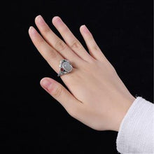 Load image into Gallery viewer, Natural Fine White Jade Lotus Opening Adjustable Ring Vintage Retro Luxury Charm Women&#39;s Silver Jewelry
