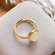 Load image into Gallery viewer, Natural Fine White Jade Opening Adjustable Ring Vintage Retro  Style Unique Craftsmanship Women&#39;s Jewelry
