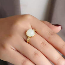 Load image into Gallery viewer, Natural Fine White Jade Opening Adjustable Ring Vintage Retro  Style Unique Craftsmanship Women&#39;s Jewelry
