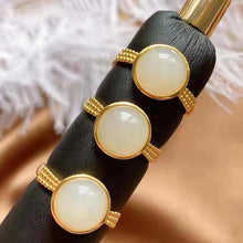 Load image into Gallery viewer, Natural Fine White Jade Opening Adjustable Ring Vintage Retro  Style Unique Craftsmanship Women&#39;s Jewelry
