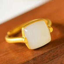 Load image into Gallery viewer, Natural Fine White Jade Opening Adjustable Ring Vintage Style Retro Design Women&#39;s Jewelry
