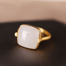 Load image into Gallery viewer, Natural Fine White Jade Opening Adjustable Ring Vintage Style Retro Design Women&#39;s Jewelry
