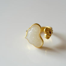 Load image into Gallery viewer, Natural Fine White Jade Opening Adjustable Ring Vintage Style Retro Unique Craft Charm Women&#39;s Silver Jewelry
