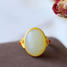 Load image into Gallery viewer, Natural Fine White Jade Opening Adjustable Ring Vintage Style Retro Unique Craft Women&#39;s Jewelry
