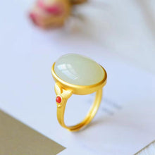 Load image into Gallery viewer, Natural Fine White Jade Opening Adjustable Ring Vintage Style Retro Unique Craft Women&#39;s Jewelry
