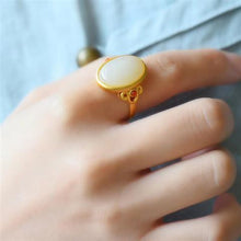 Load image into Gallery viewer, Natural Fine White Jade Opening Adjustable Ring Vintage Style Retro Unique Craft Women&#39;s Jewelry
