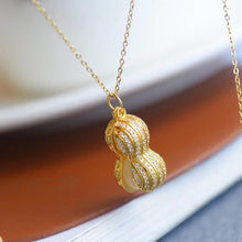 Load image into Gallery viewer, Natural Fine White Jade Peanut Pendant Necklace Vintage Unique Golden Craft Luxury Noble Jewelry
