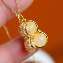 Load image into Gallery viewer, Natural Fine White Jade Peanut Pendant Necklace Vintage Unique Golden Craft Luxury Noble Jewelry
