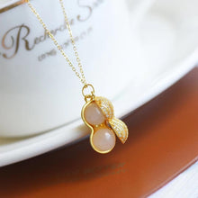 Load image into Gallery viewer, Natural Fine White Jade Peanut Pendant Necklace Vintage Unique Golden Craft Luxury Noble Jewelry
