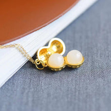 Load image into Gallery viewer, Natural Fine White Jade Peanut Pendant Necklace Vintage Unique Golden Craft Luxury Noble Jewelry
